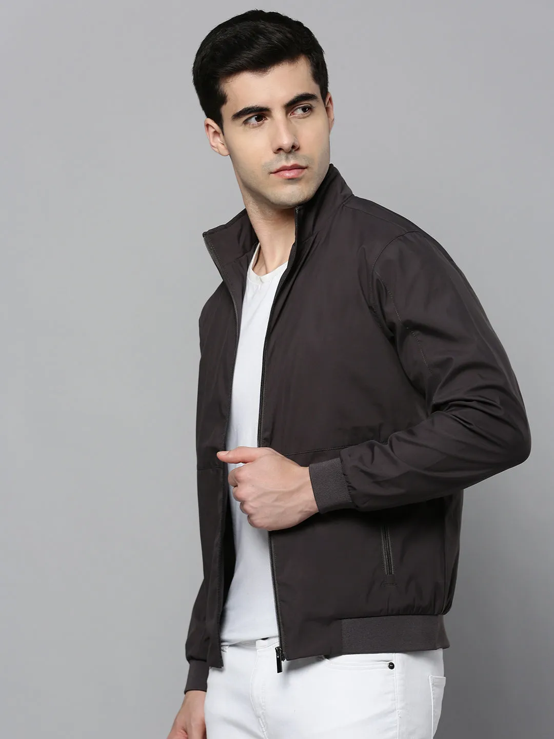 Men Grey Bomber Jacket