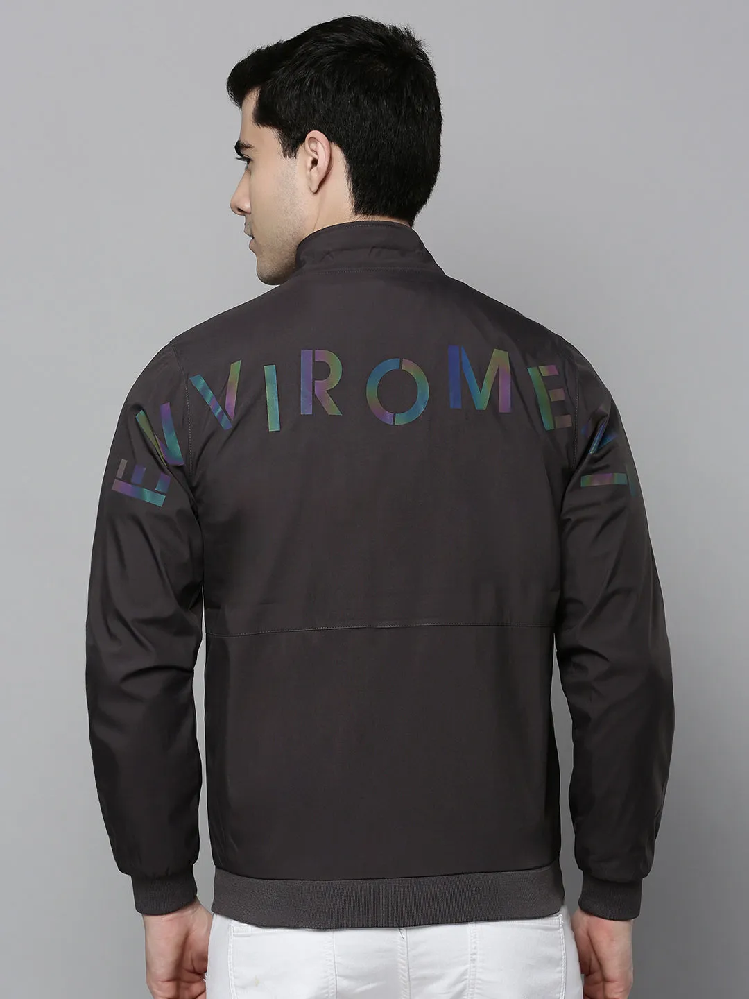 Men Grey Bomber Jacket