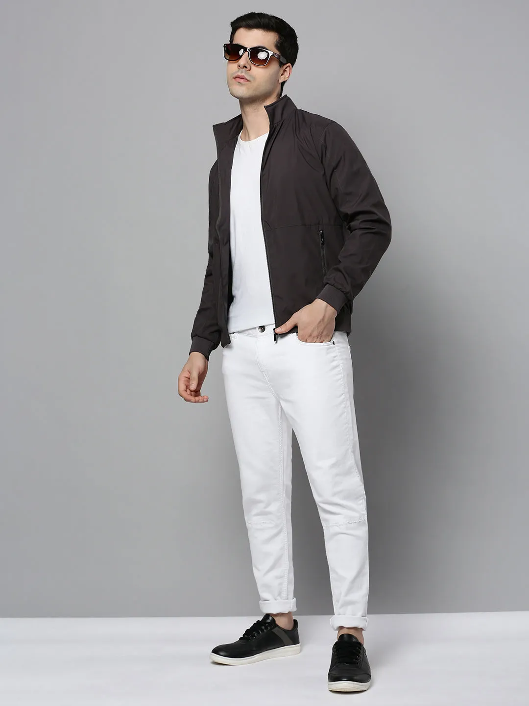 Men Grey Bomber Jacket