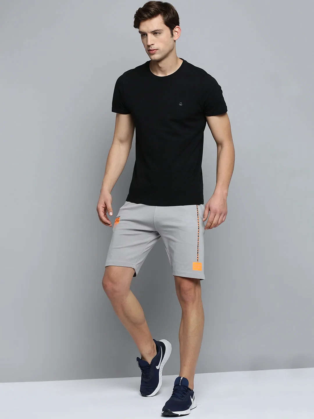 Men Grey Regular Fit Sports Shorts
