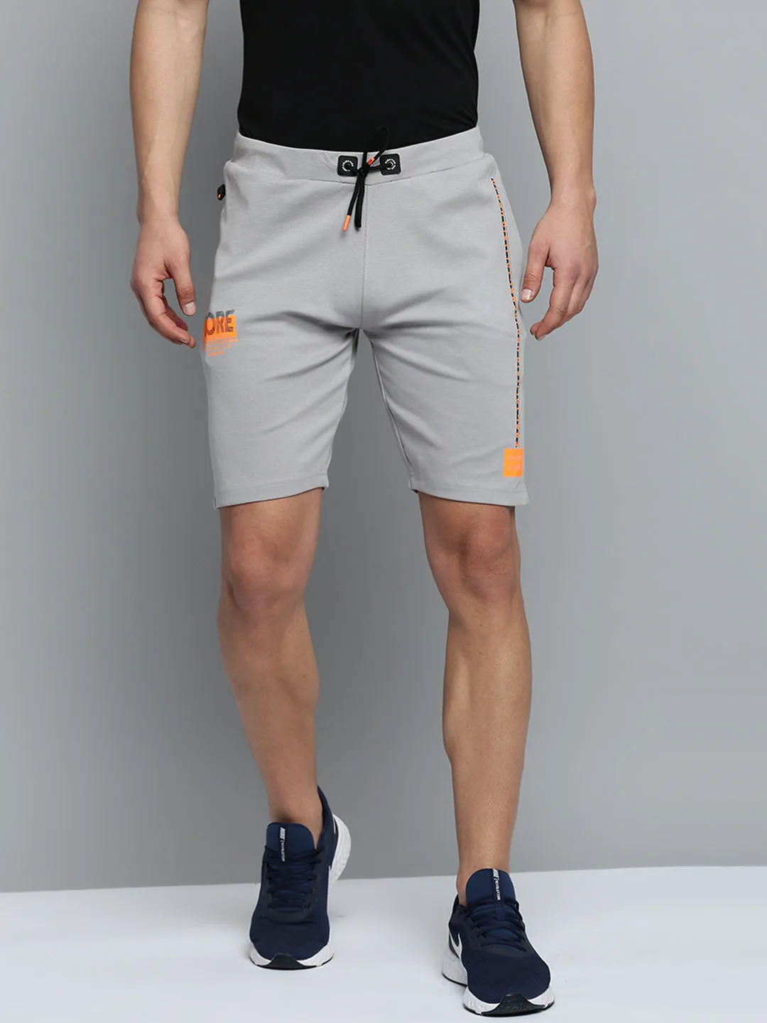 Men Grey Regular Fit Sports Shorts