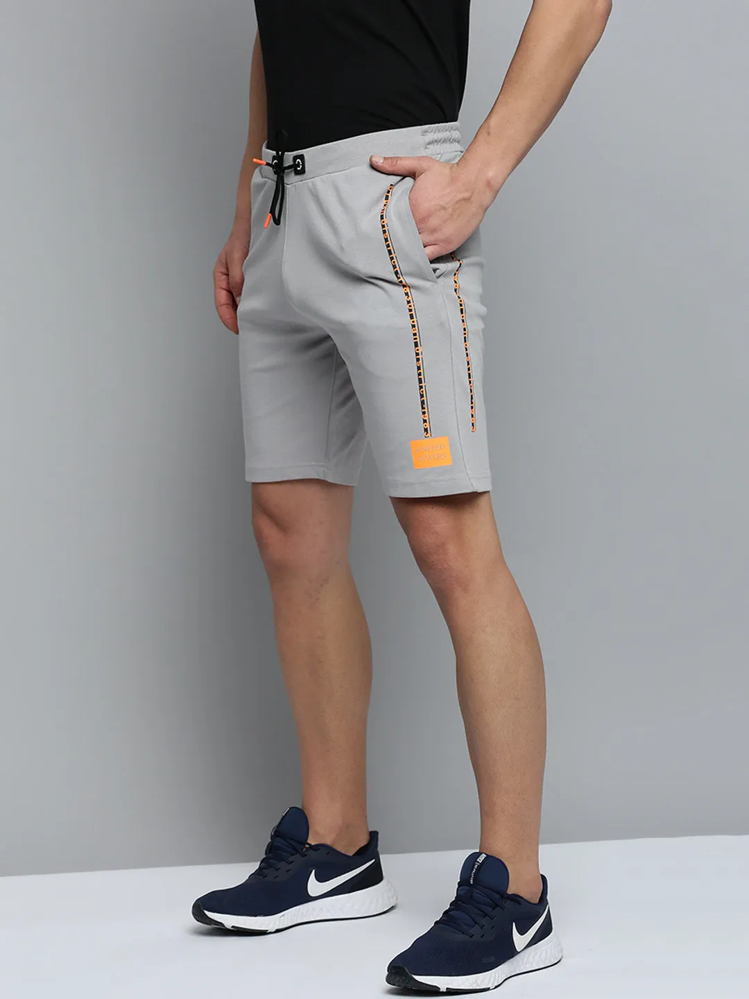 Men Grey Regular Fit Sports Shorts