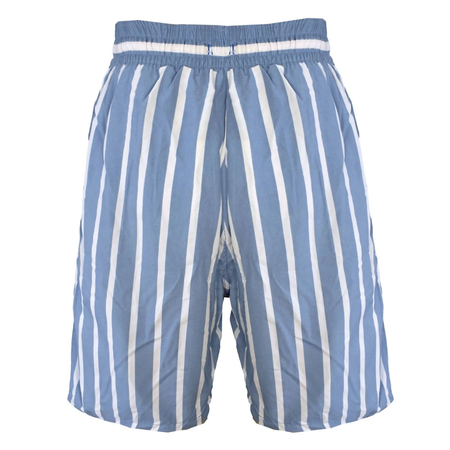 Men The Classic Drawstrings Swim Shorts Trunks In Steel Blue White