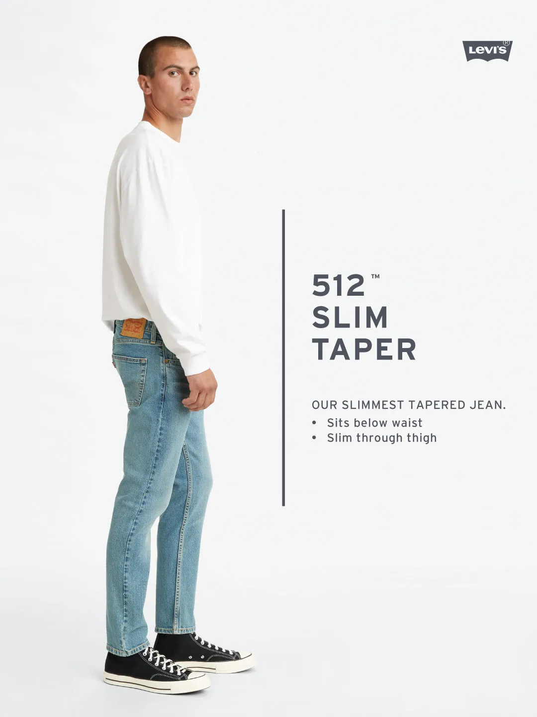 Men's 512 Charcoal Grey Slim Tapered Fit Mid Rise Jeans
