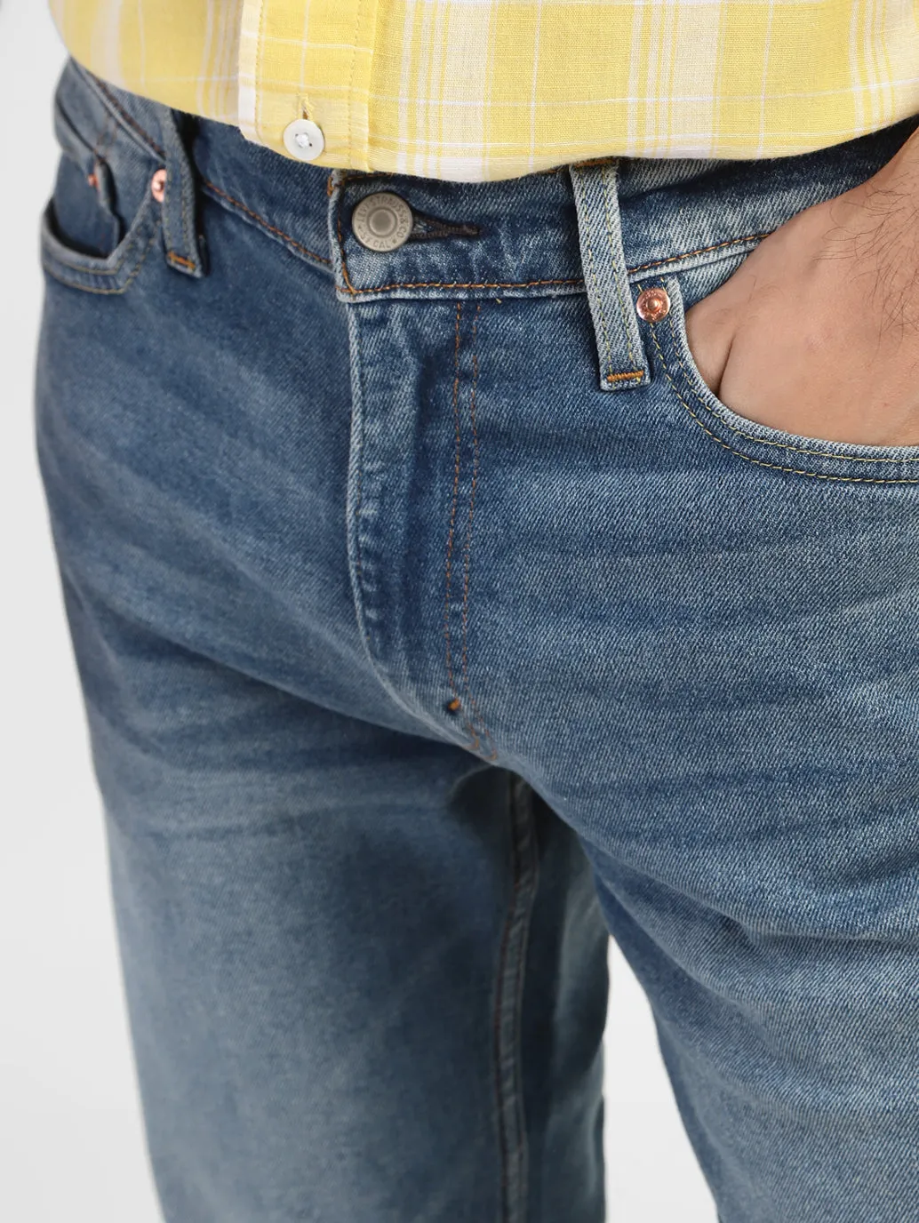Men's 513 Blue Slim Straight Fit Mid Rise Jeans