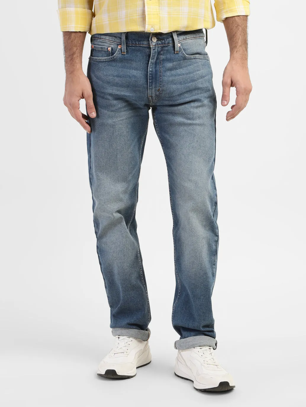 Men's 513 Blue Slim Straight Fit Mid Rise Jeans