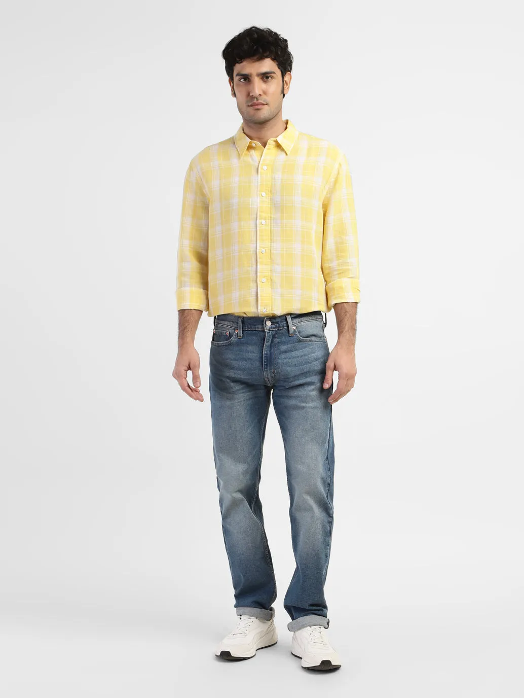Men's 513 Blue Slim Straight Fit Mid Rise Jeans