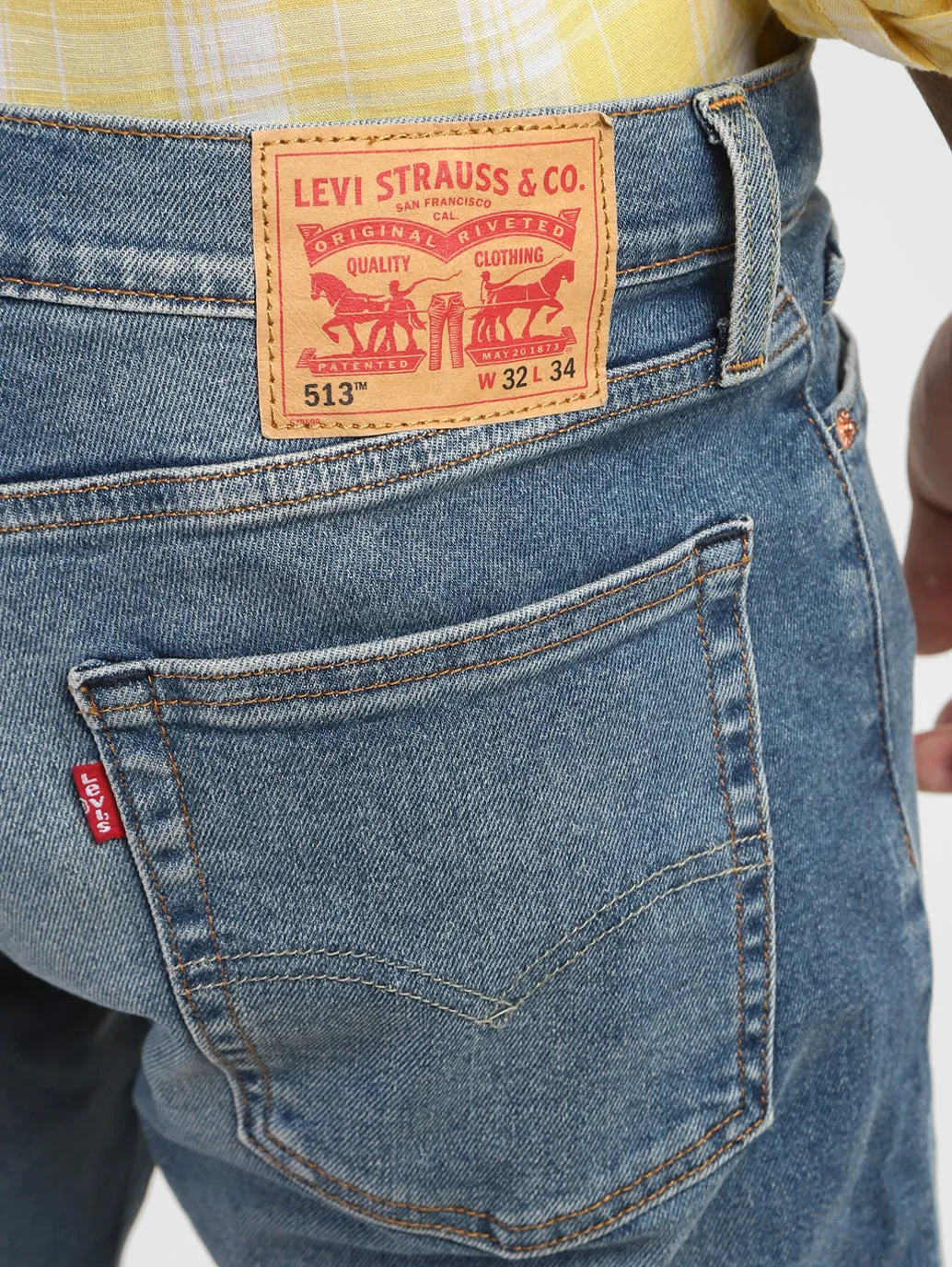 Men's 513 Blue Slim Straight Fit Mid Rise Jeans