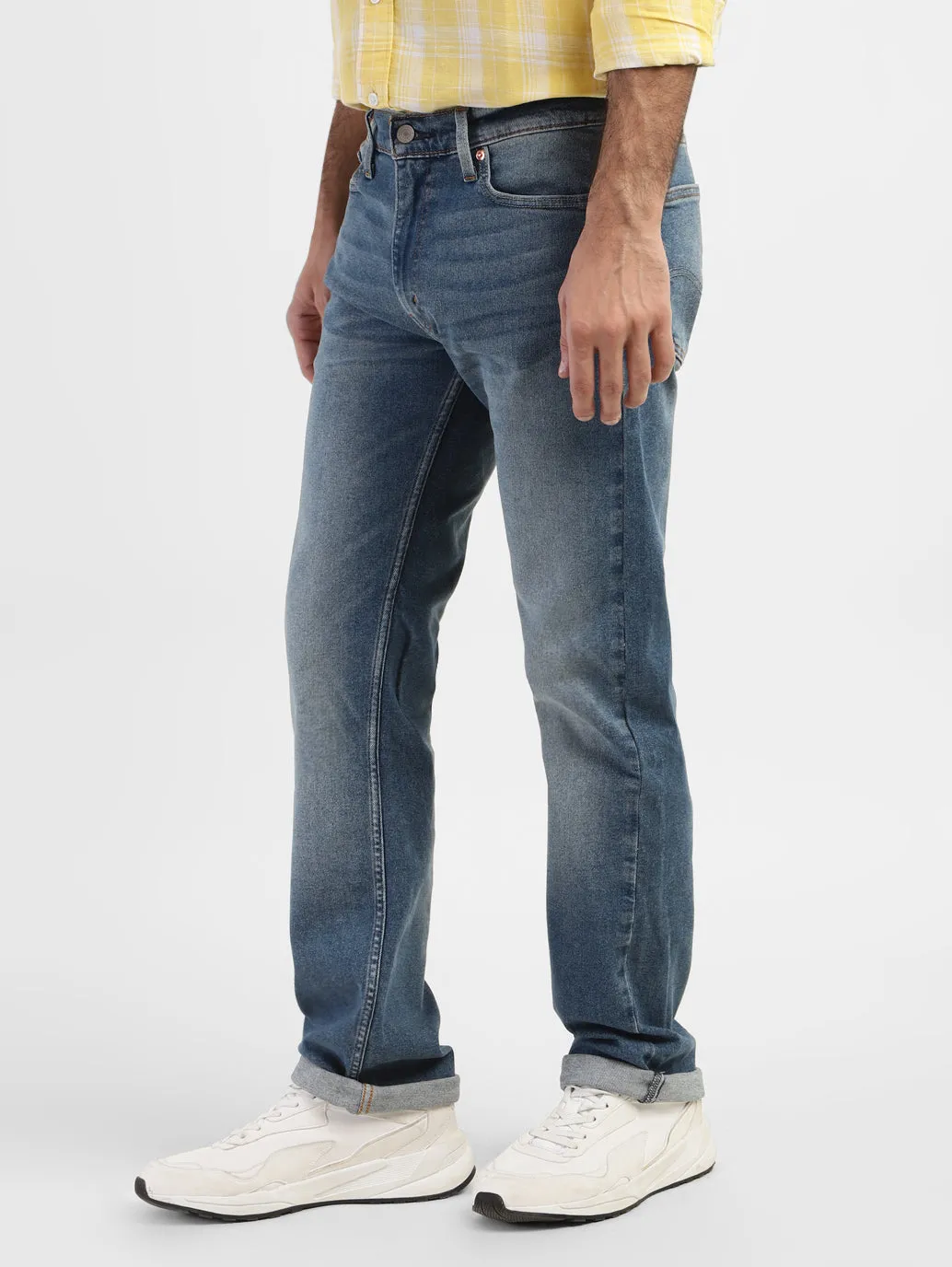 Men's 513 Blue Slim Straight Fit Mid Rise Jeans