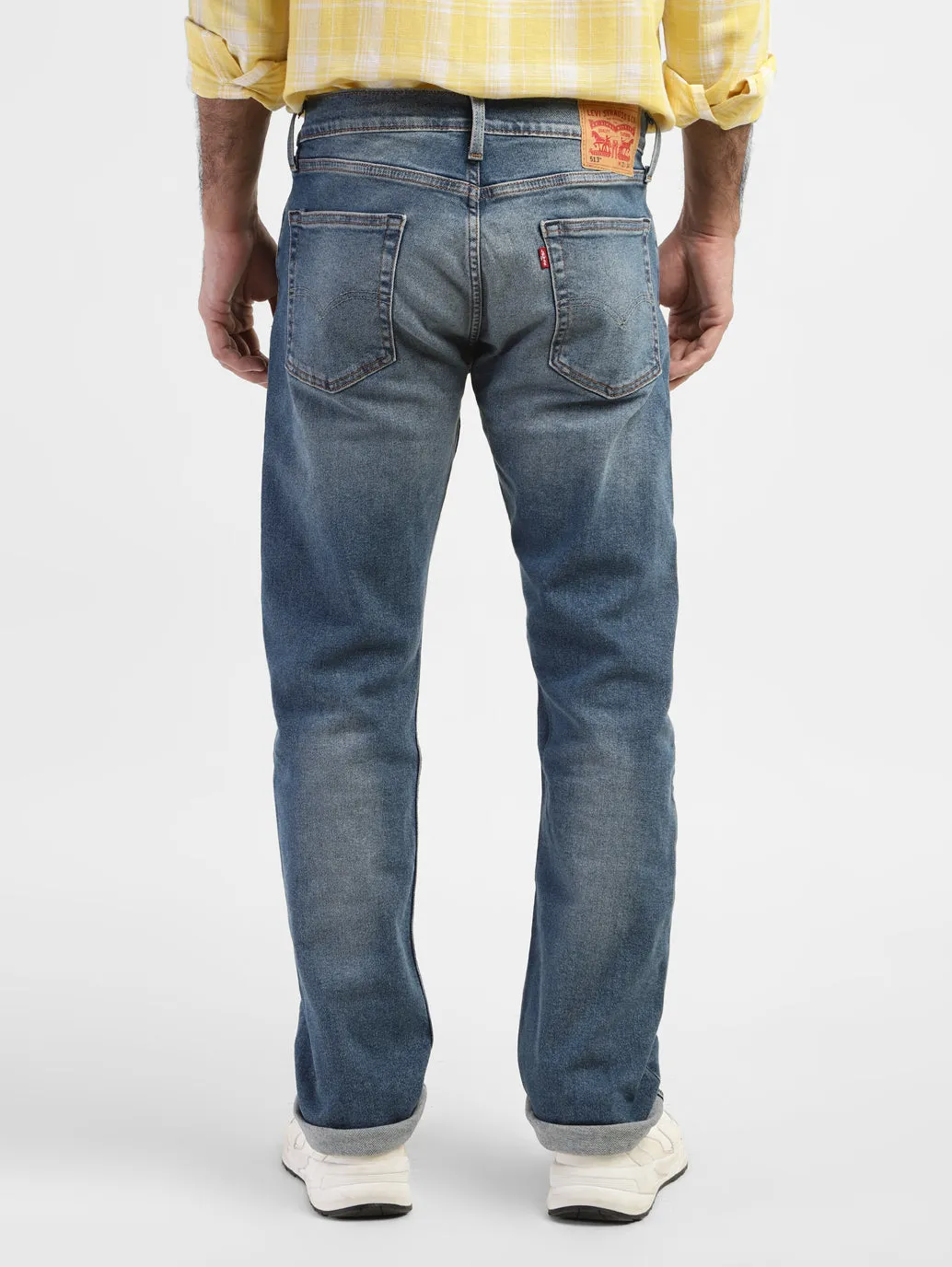 Men's 513 Blue Slim Straight Fit Mid Rise Jeans