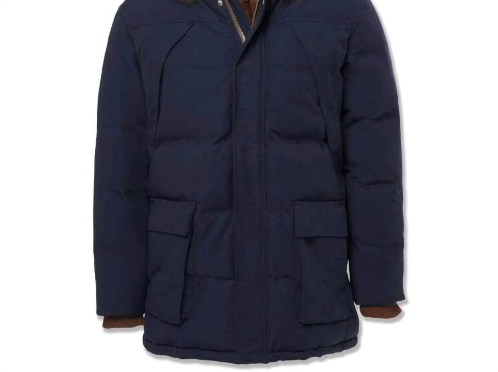 Men's Bismarck Fur Lined Parka Jacket In Navy
