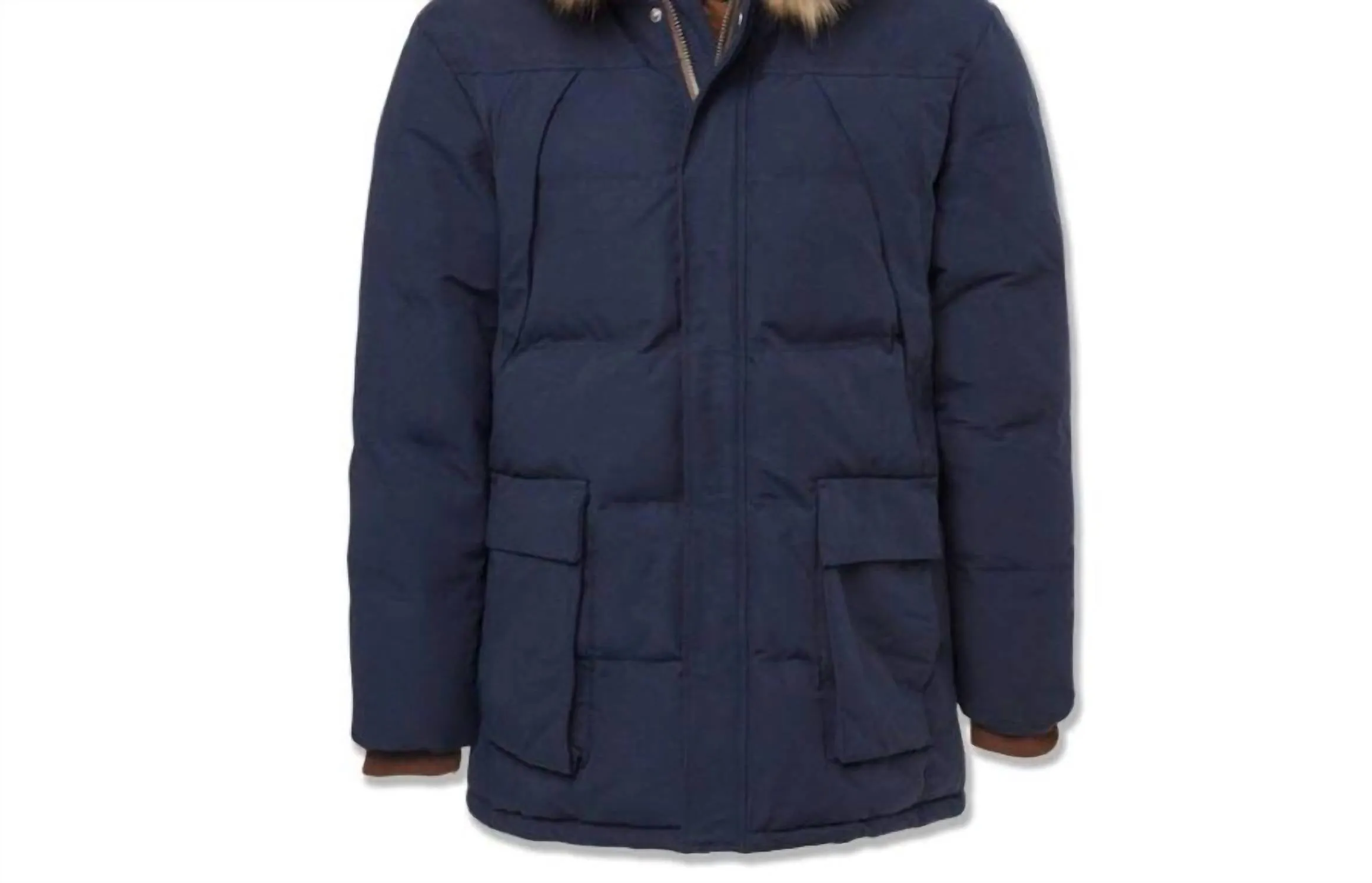 Men's Bismarck Fur Lined Parka Jacket In Navy