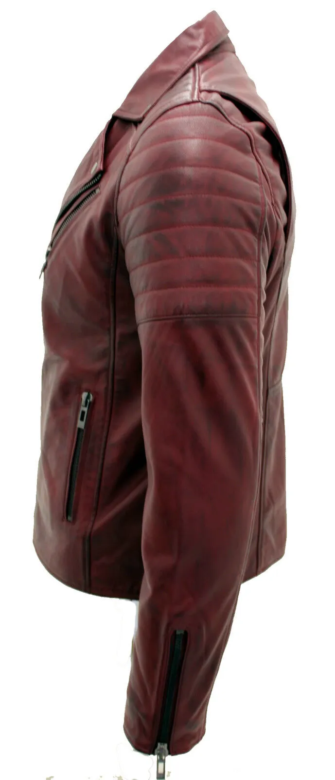 Men's Brando Double Cross Zip Leather Biker Jacket-Casablanca