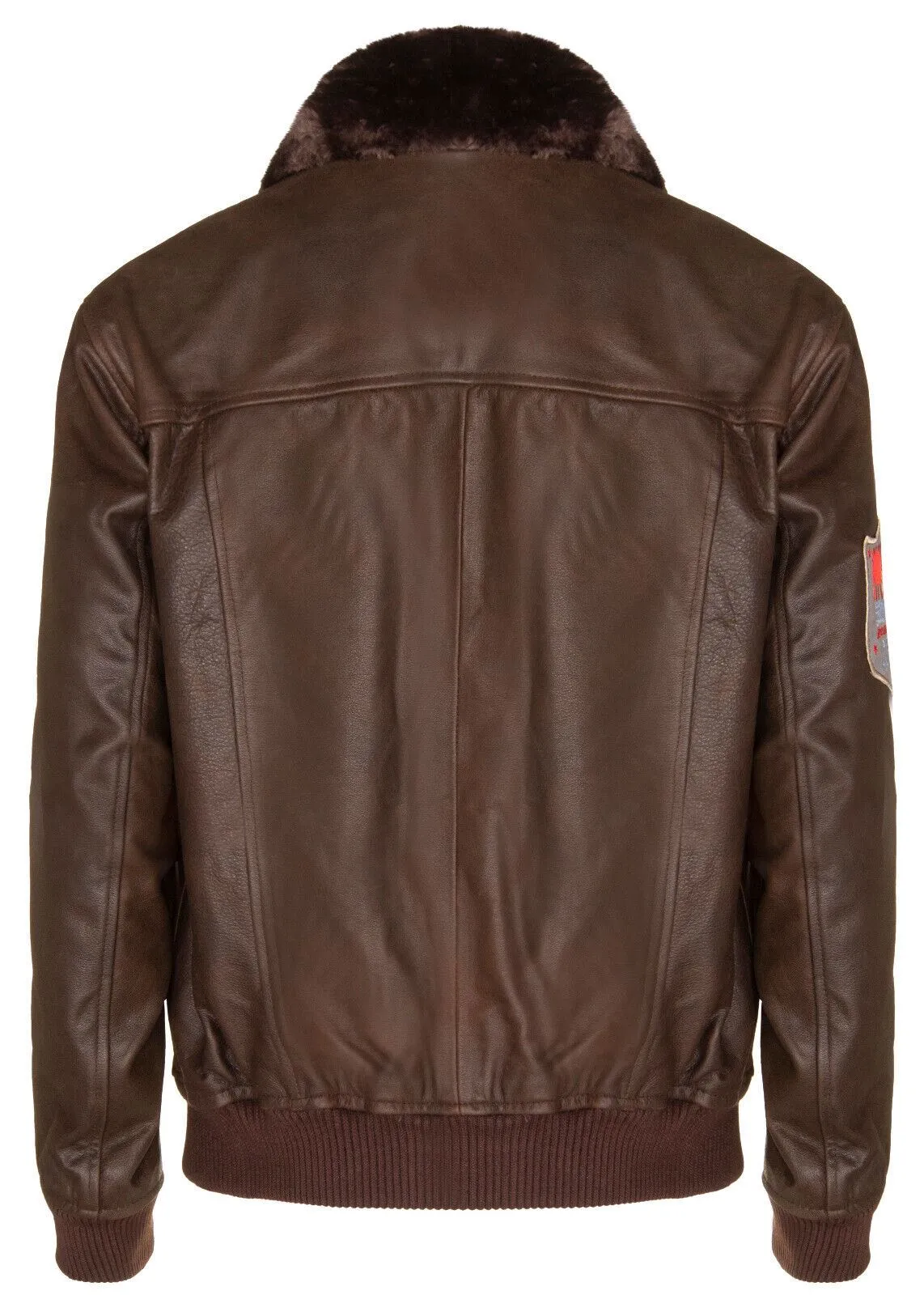 Mens Brown Leather US Aviator Bomber Jacket - Warsaw