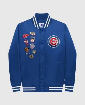 Men's Chicago Cubs Varsity Satin Full Snap Jacket In Chicago Cubs Blue