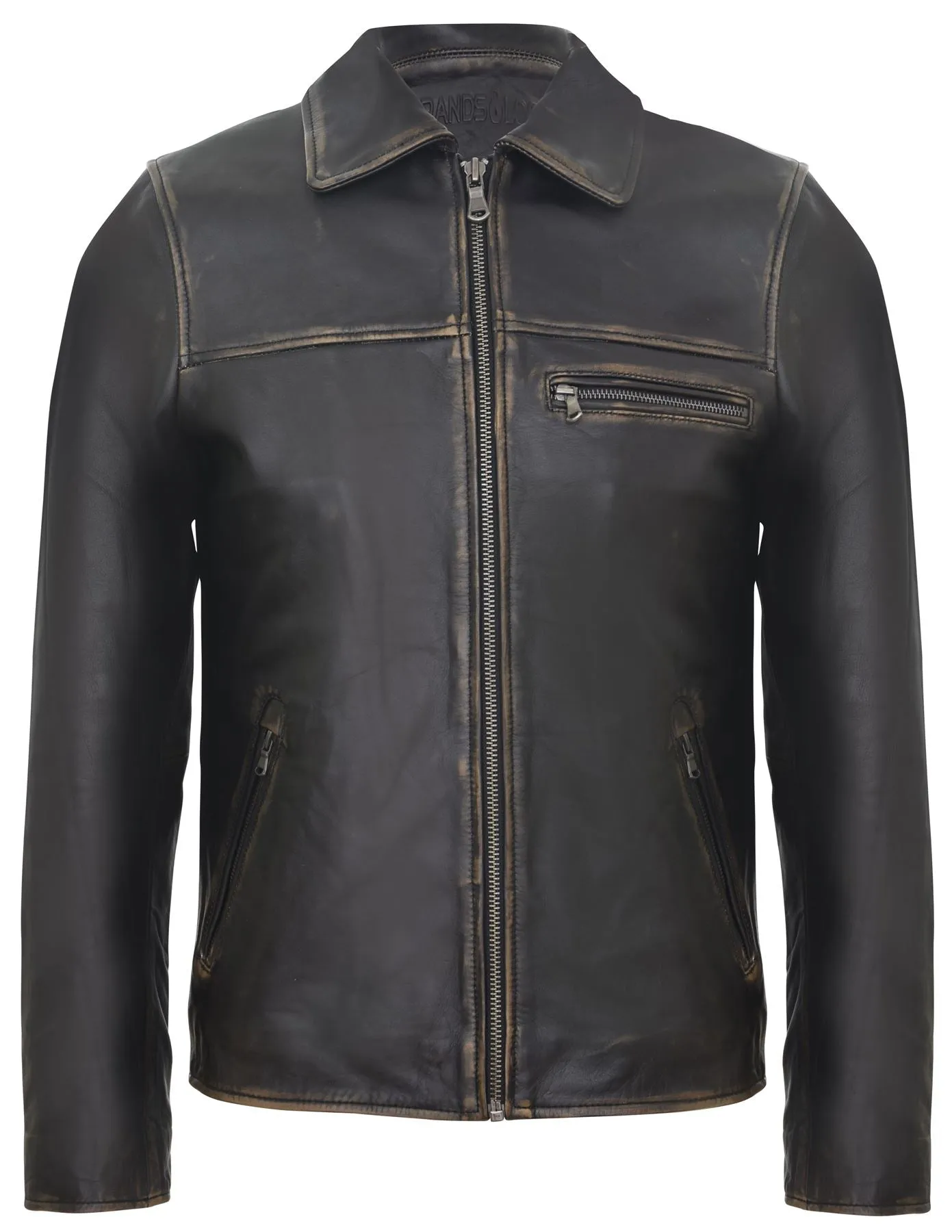 Mens Classic Cow Hide Leather Biker Jacket