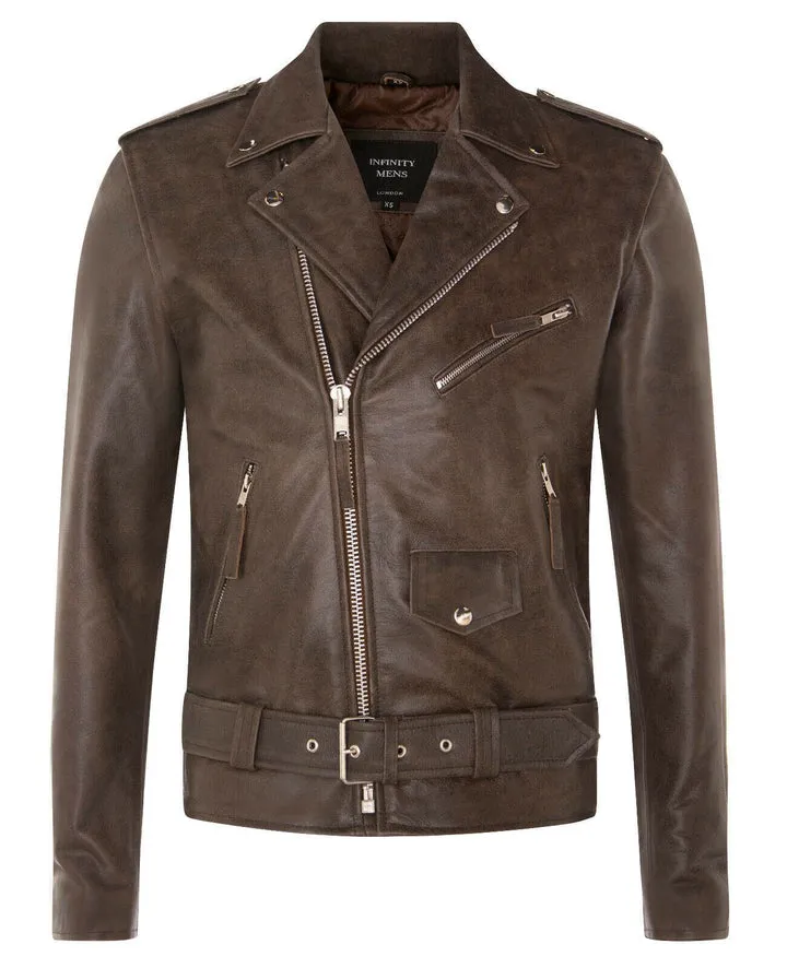Mens Cow-Hide Black Brando Jacket -Venice
