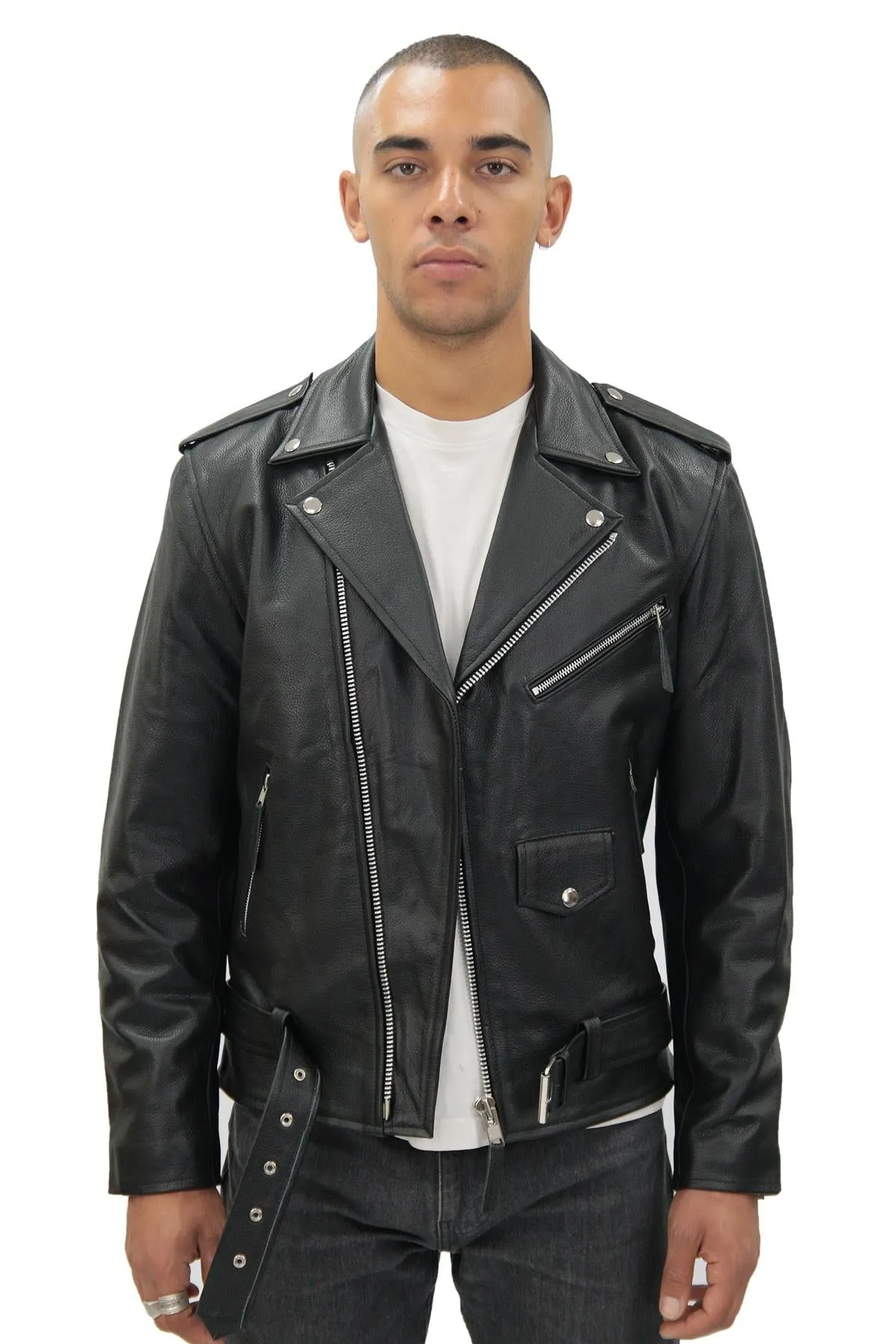 Mens Cow-Hide Black Brando Jacket -Venice