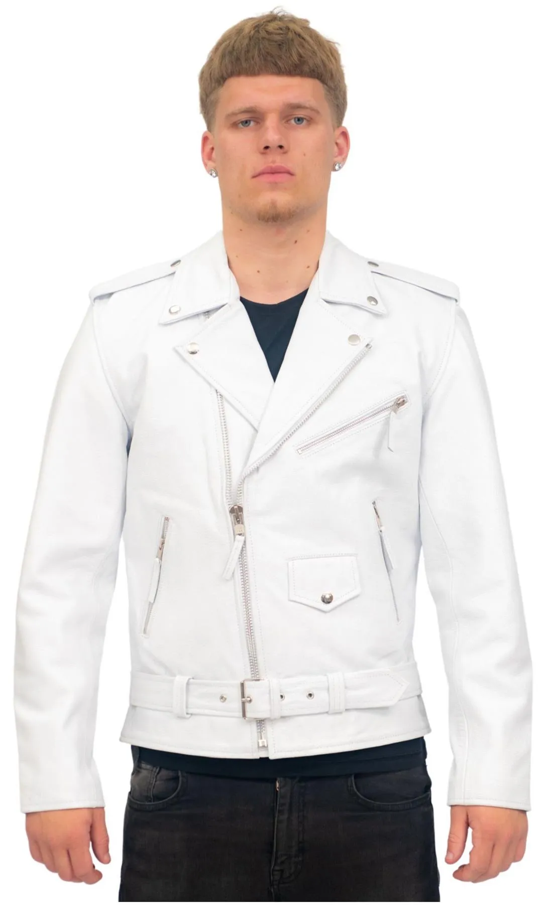 Mens Cow-Hide Black Brando Jacket -Venice