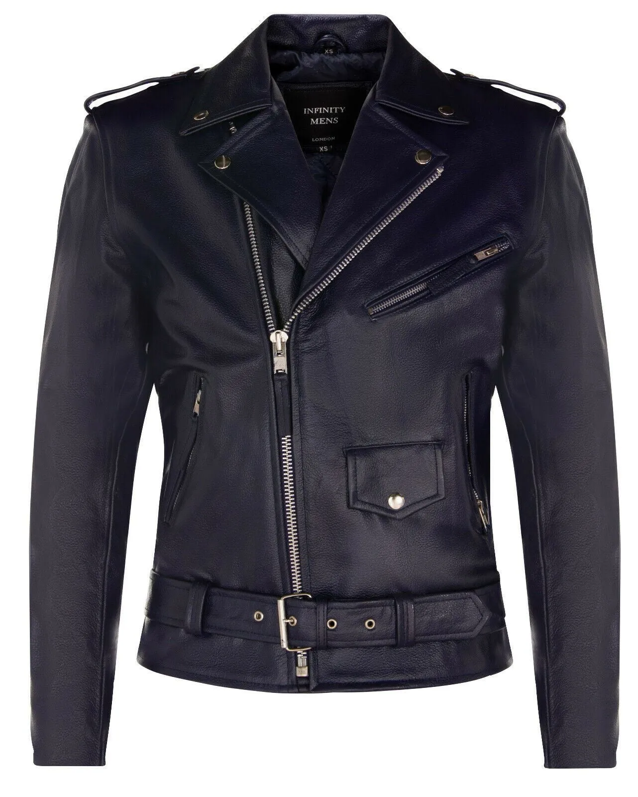 Mens Cow-Hide Black Brando Jacket -Venice