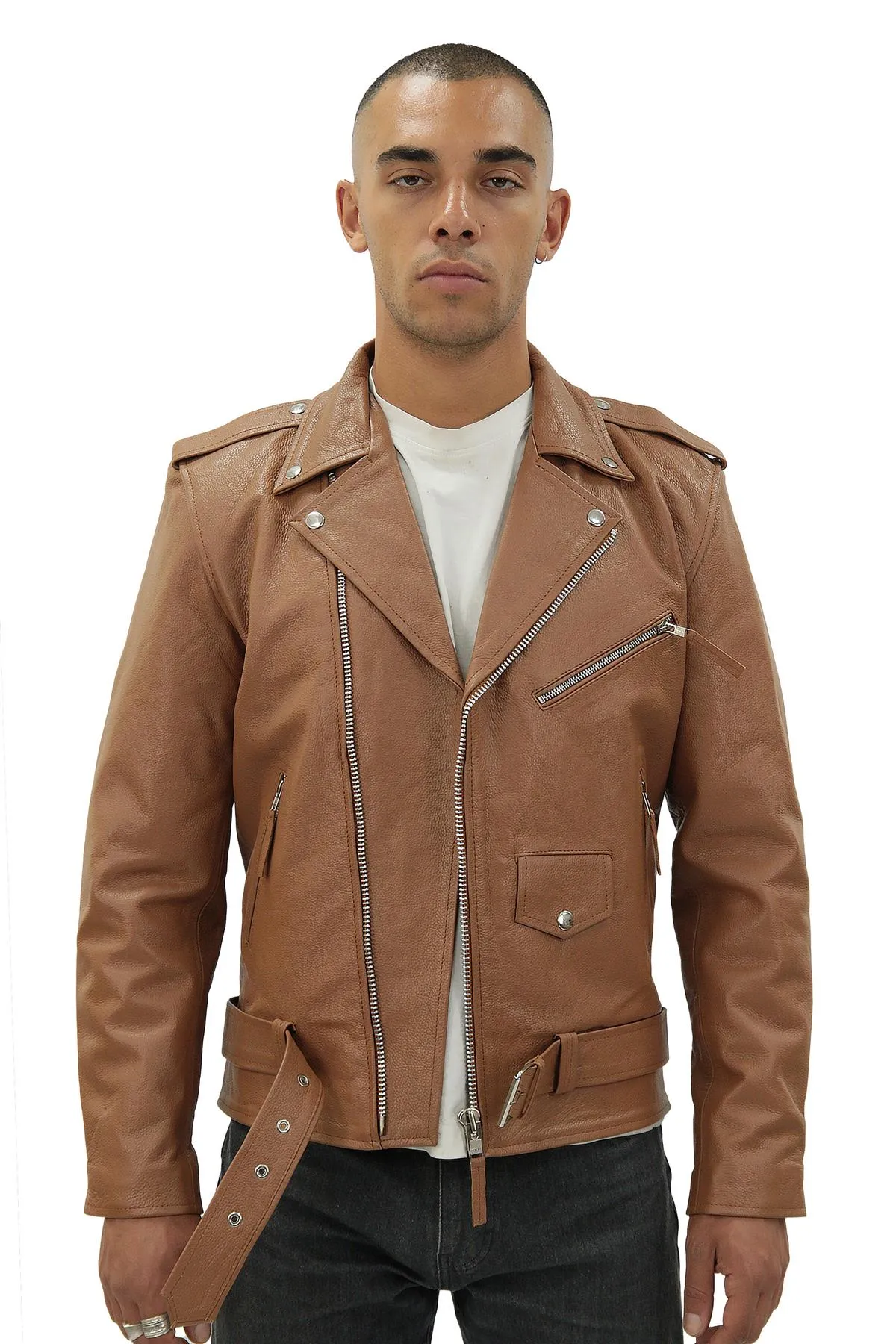 Mens Cow-Hide Black Brando Jacket -Venice