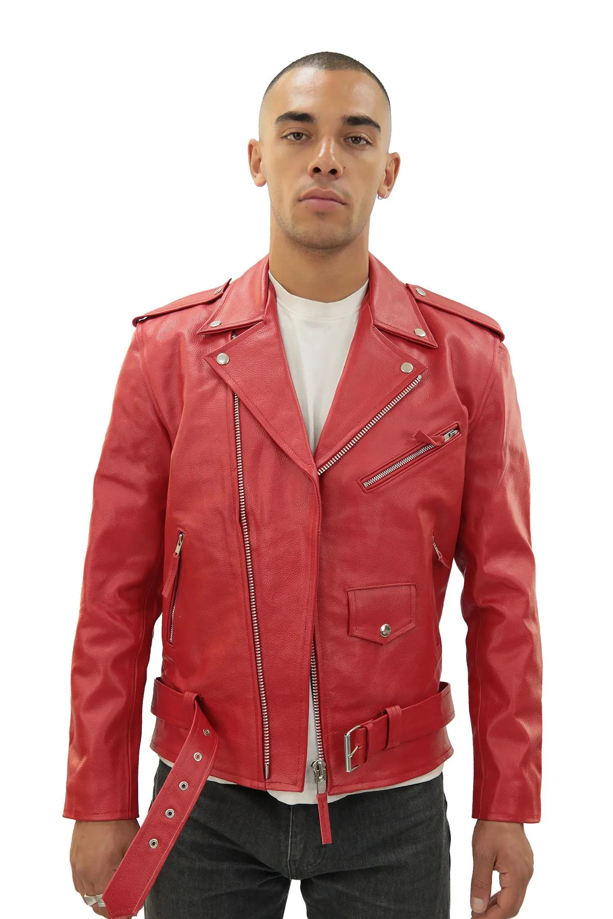Mens Cow-Hide Black Brando Jacket -Venice