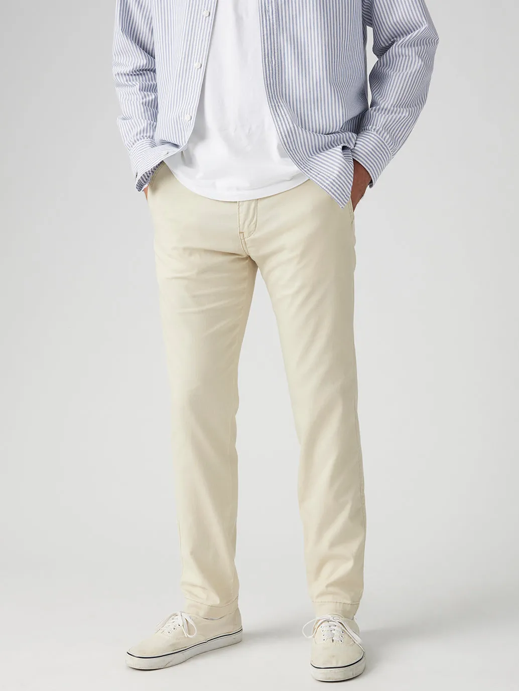 Men's Cream Regular Fit Chinos