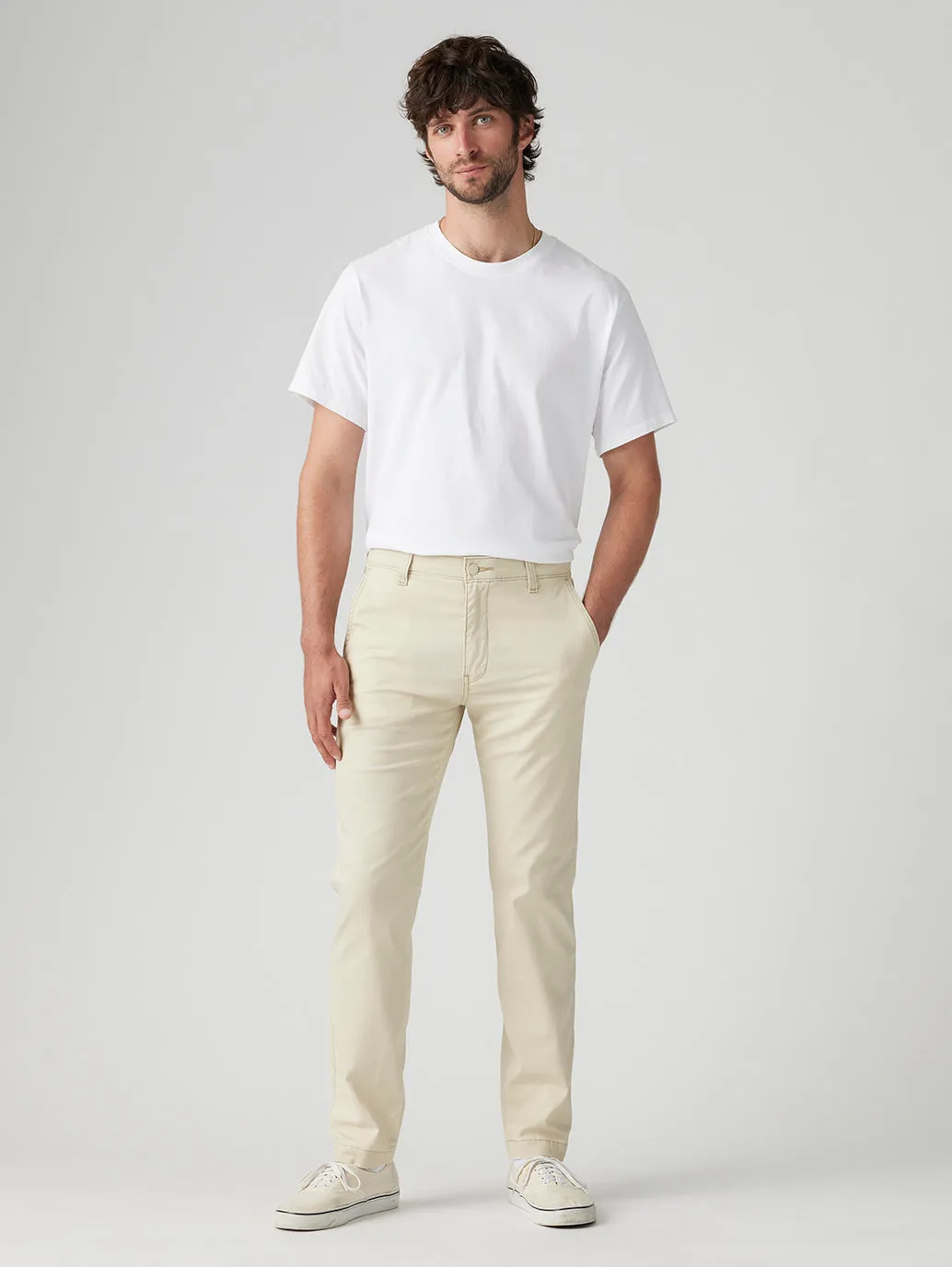 Men's Cream Regular Fit Chinos