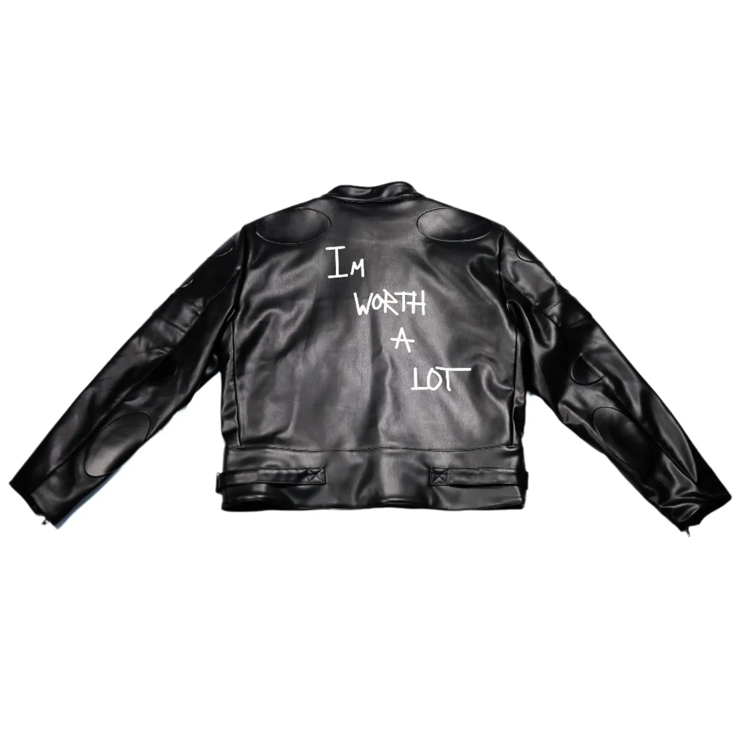 Men's Im Worth A Lot Leather Jacket In Black