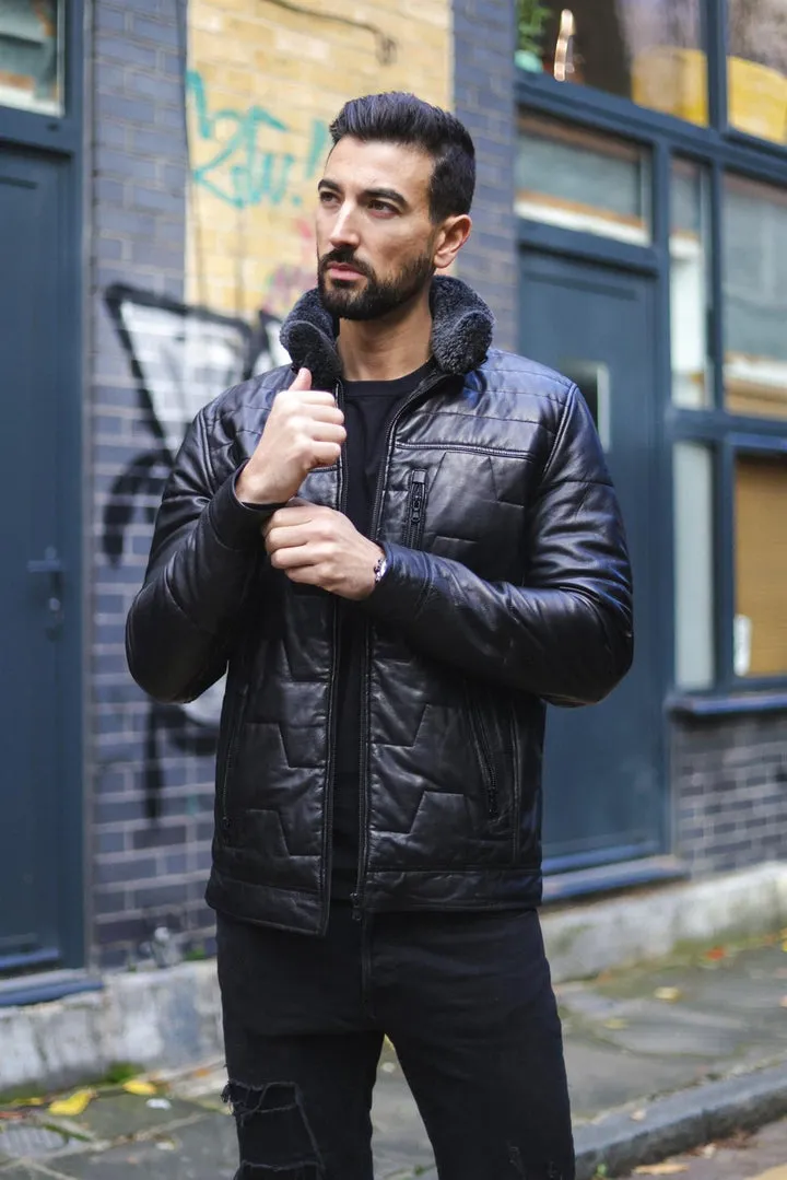 Men's Leather Quilted Biker Jacket - Guayaquil