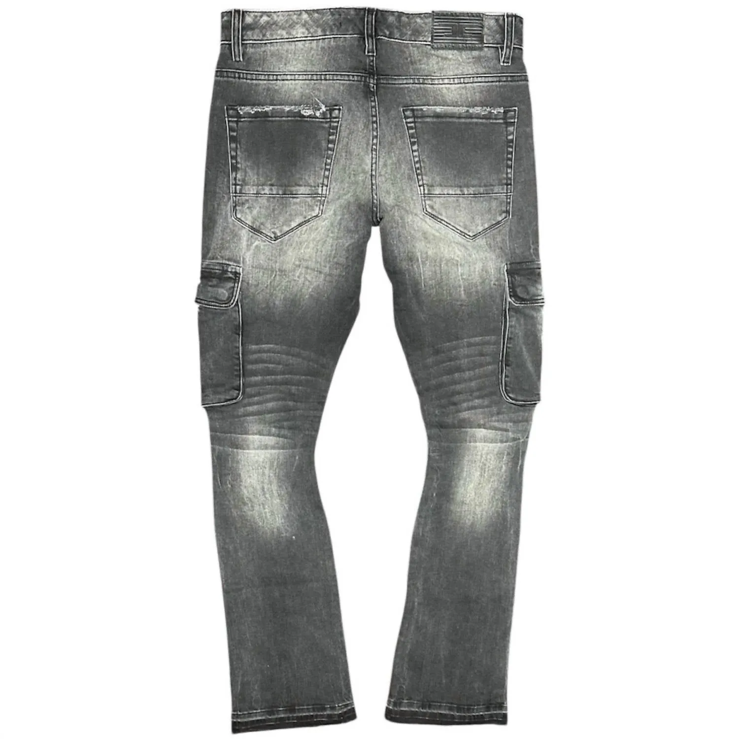 Men's Martin Stacked Cargo Pocket Denim Jeans In Black Shadow