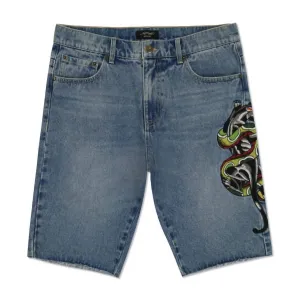 Men's Panther Snake Denim Skater Short In Medium Vintage