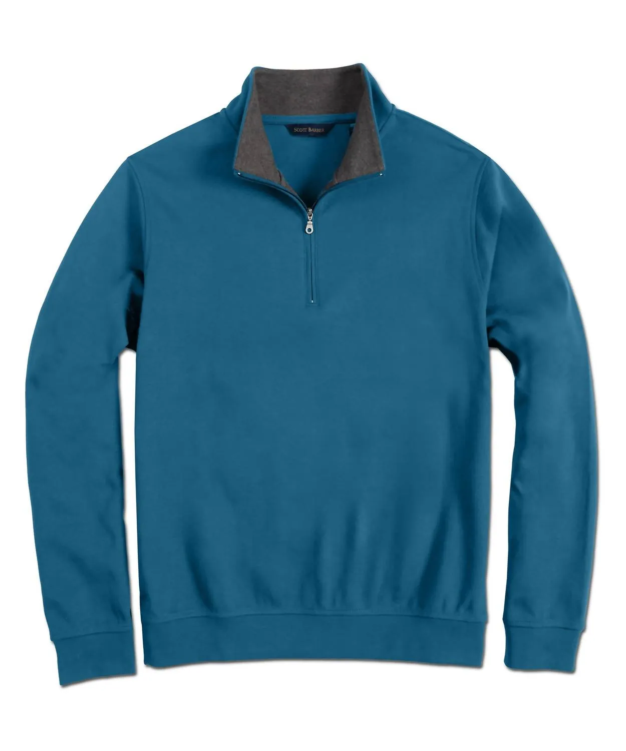 Men's Pima Interlock Zip Mock In Dark Teal