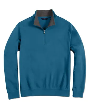 Men's Pima Interlock Zip Mock In Dark Teal