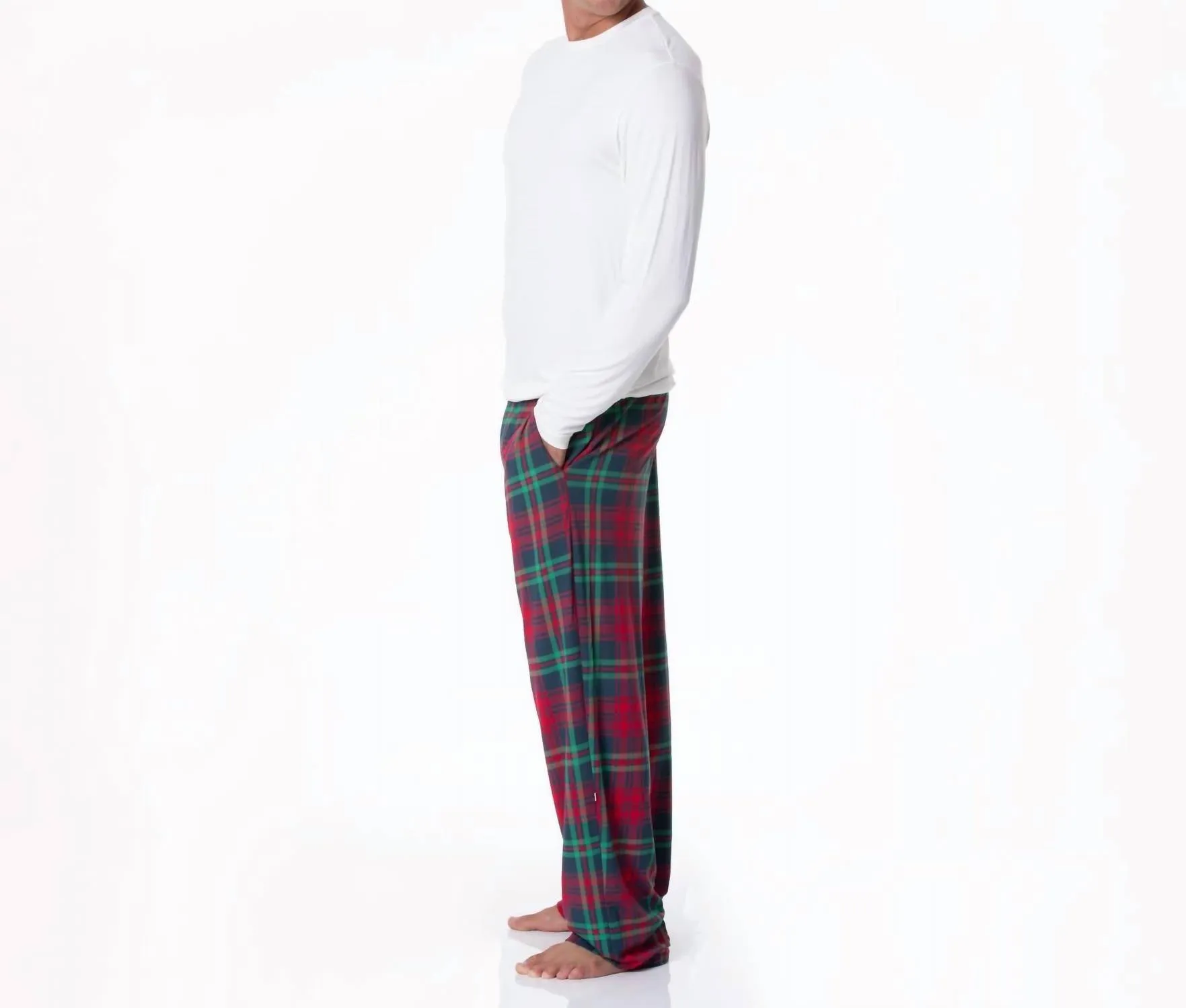 Men's Print Pajama Pants In Peacock Plaid