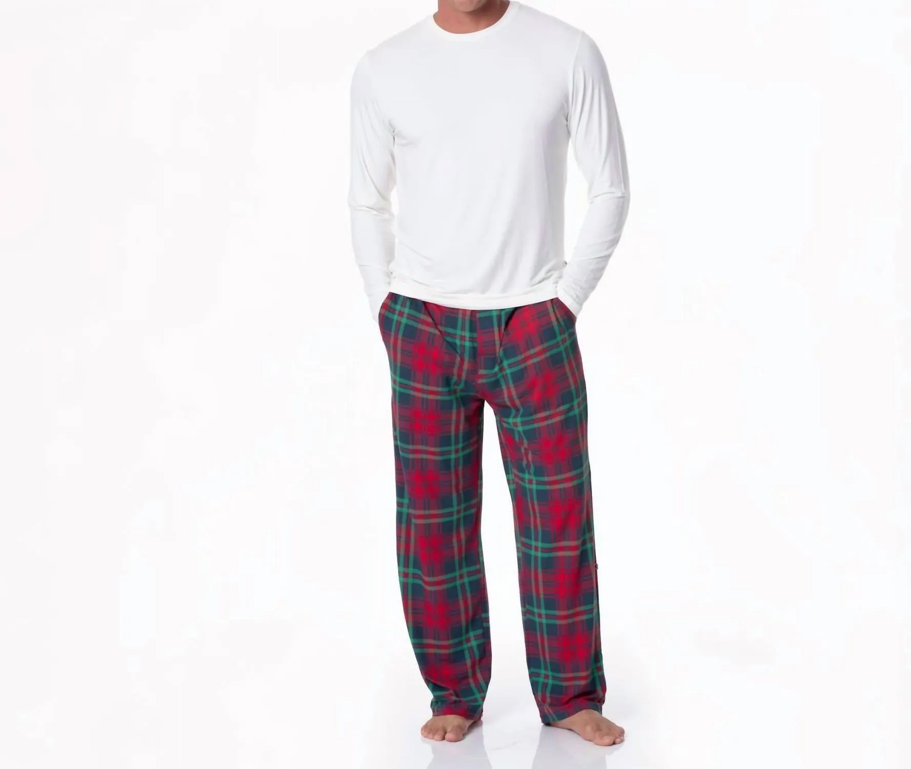 Men's Print Pajama Pants In Peacock Plaid