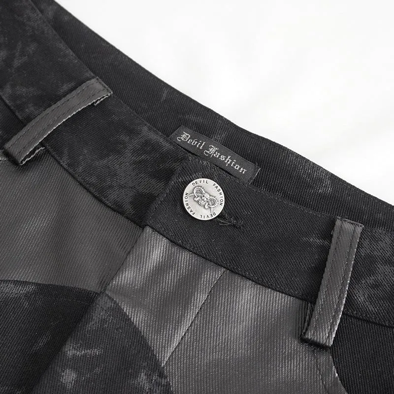 Men's Punk Multi-buckle Distressed Pants