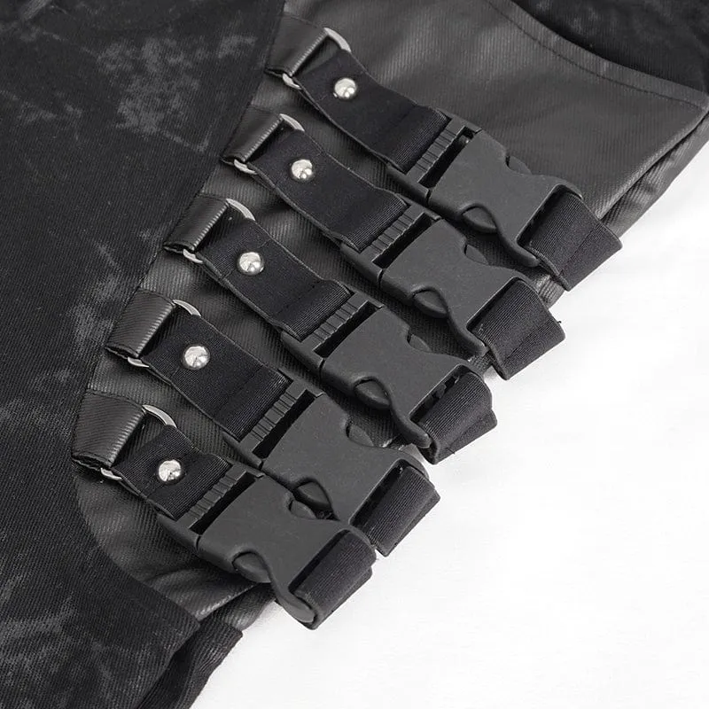 Men's Punk Multi-buckle Distressed Pants