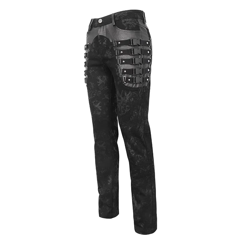 Men's Punk Multi-buckle Distressed Pants