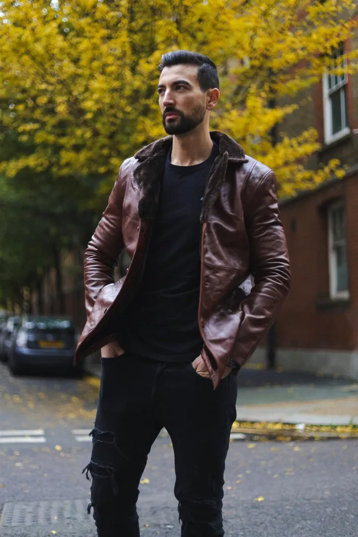 Men's Reefer Leather Blazer Jacket - Pablo
