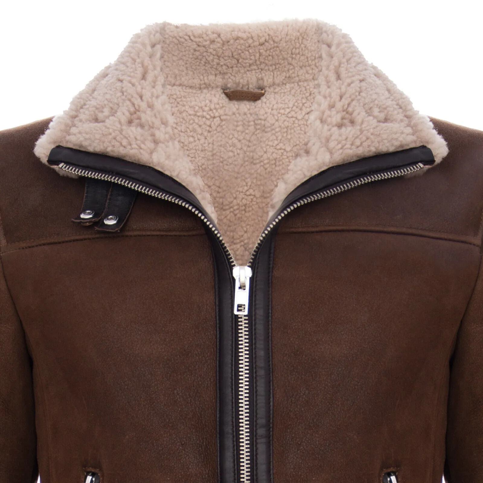 Mens Retro Pilot Sheepskin Leather Biker Jacket-Bogota