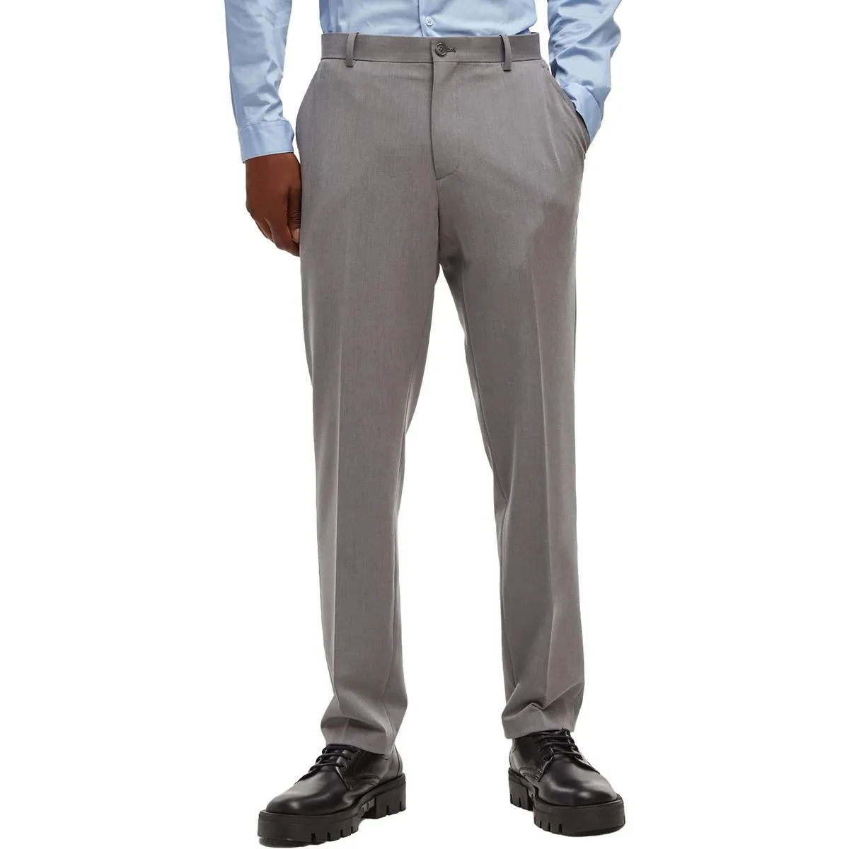 Mens Solid Dressy Trouser Pants