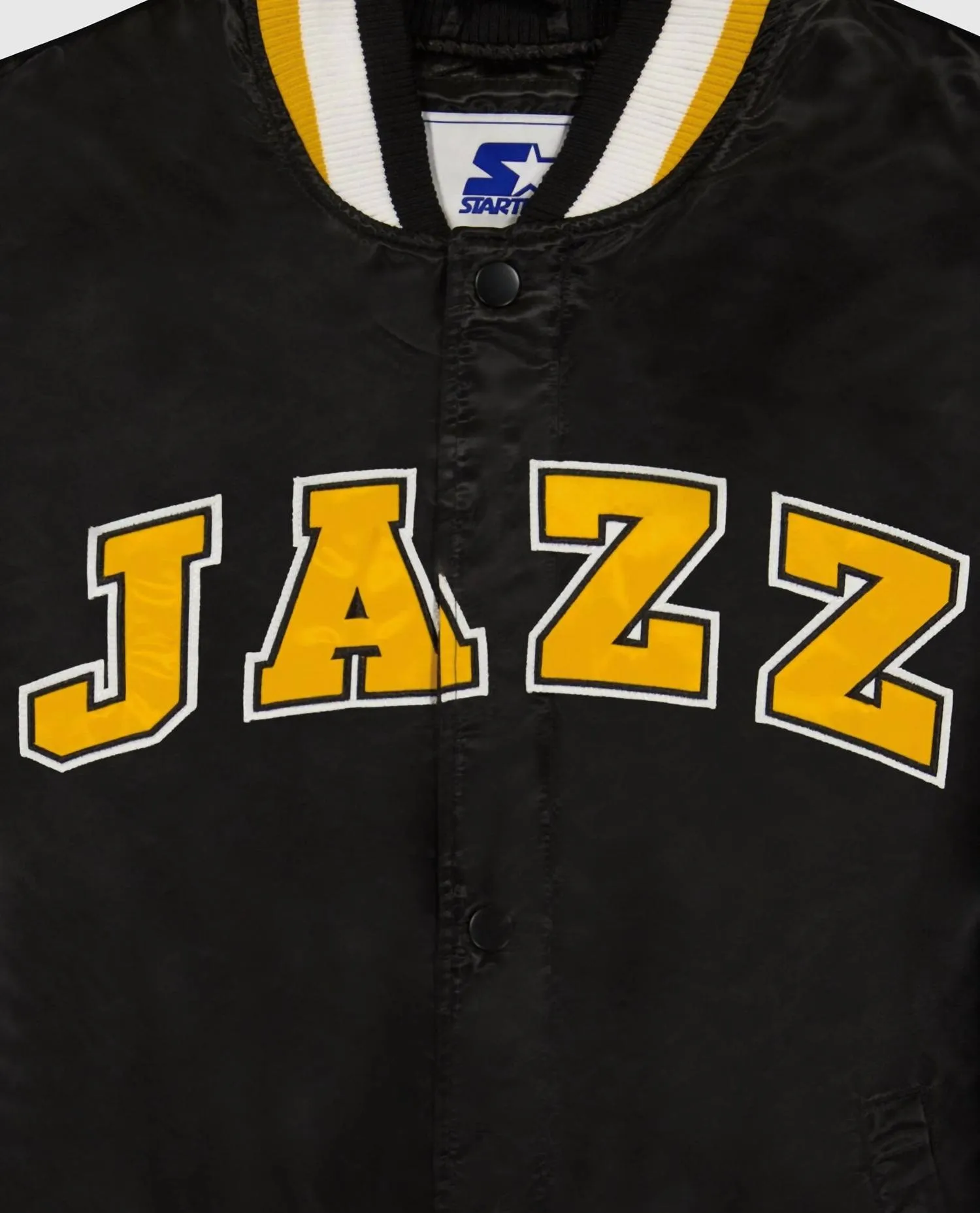 Men's Utah Jazz Varsity Satin Full Snap Ace Jacket In Black