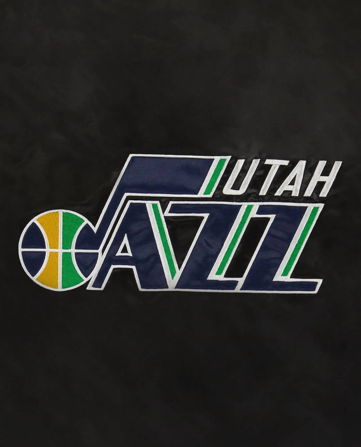Men's Utah Jazz Varsity Satin Full Snap Ace Jacket In Black