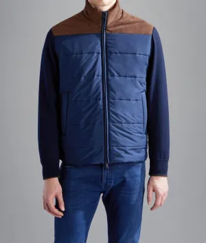 Men's Wool Full Zip Hybrid Jacket With Typhoon Platinum & Alcantara In Navy