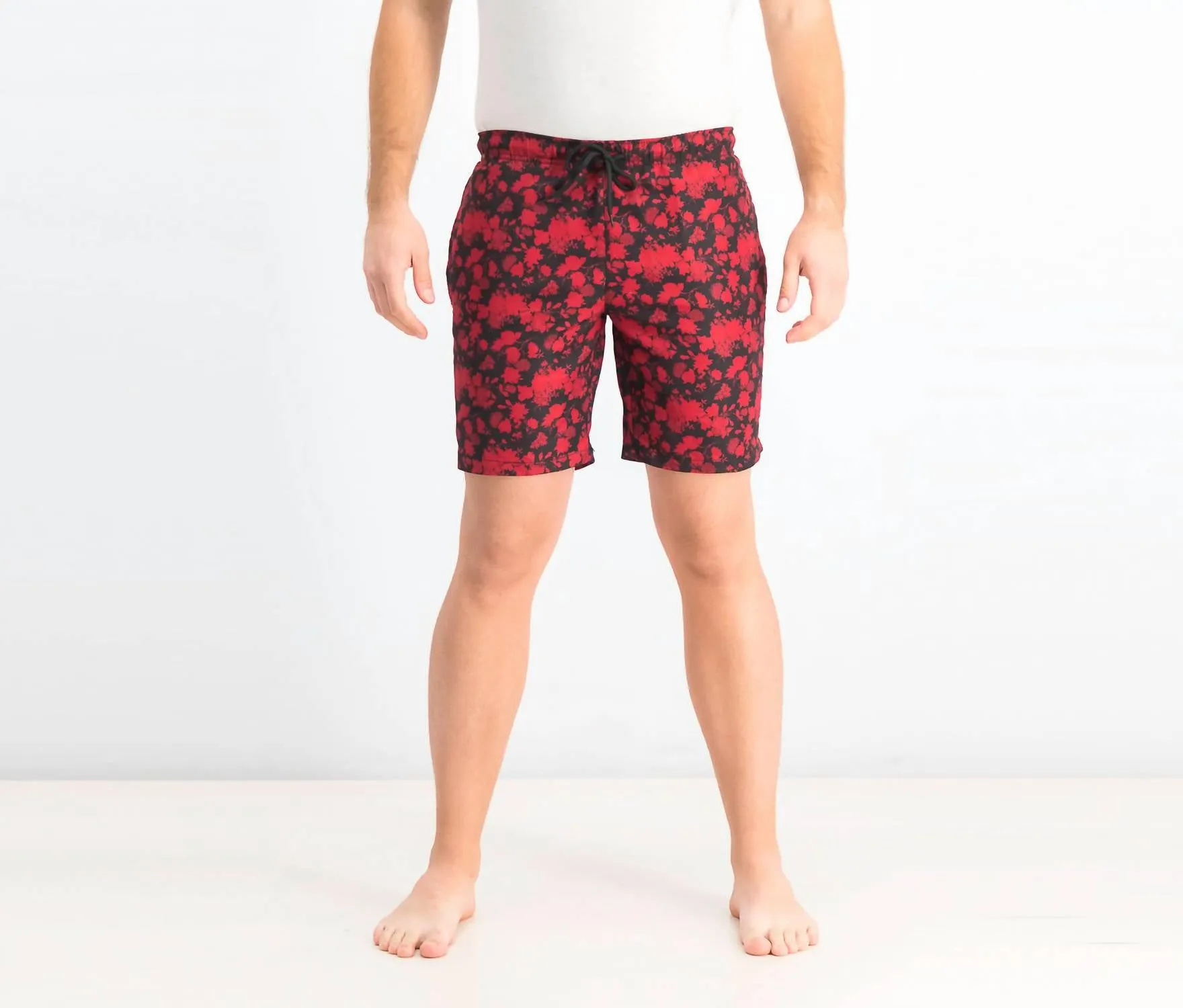 Modern-Fit Floral Board Shorts In Red