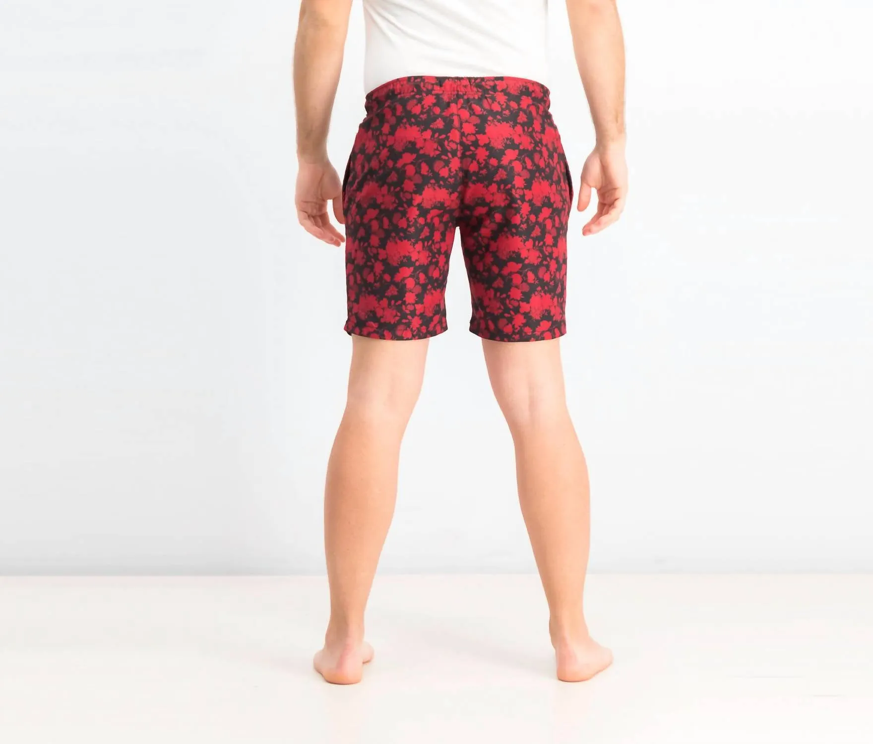 Modern-Fit Floral Board Shorts In Red