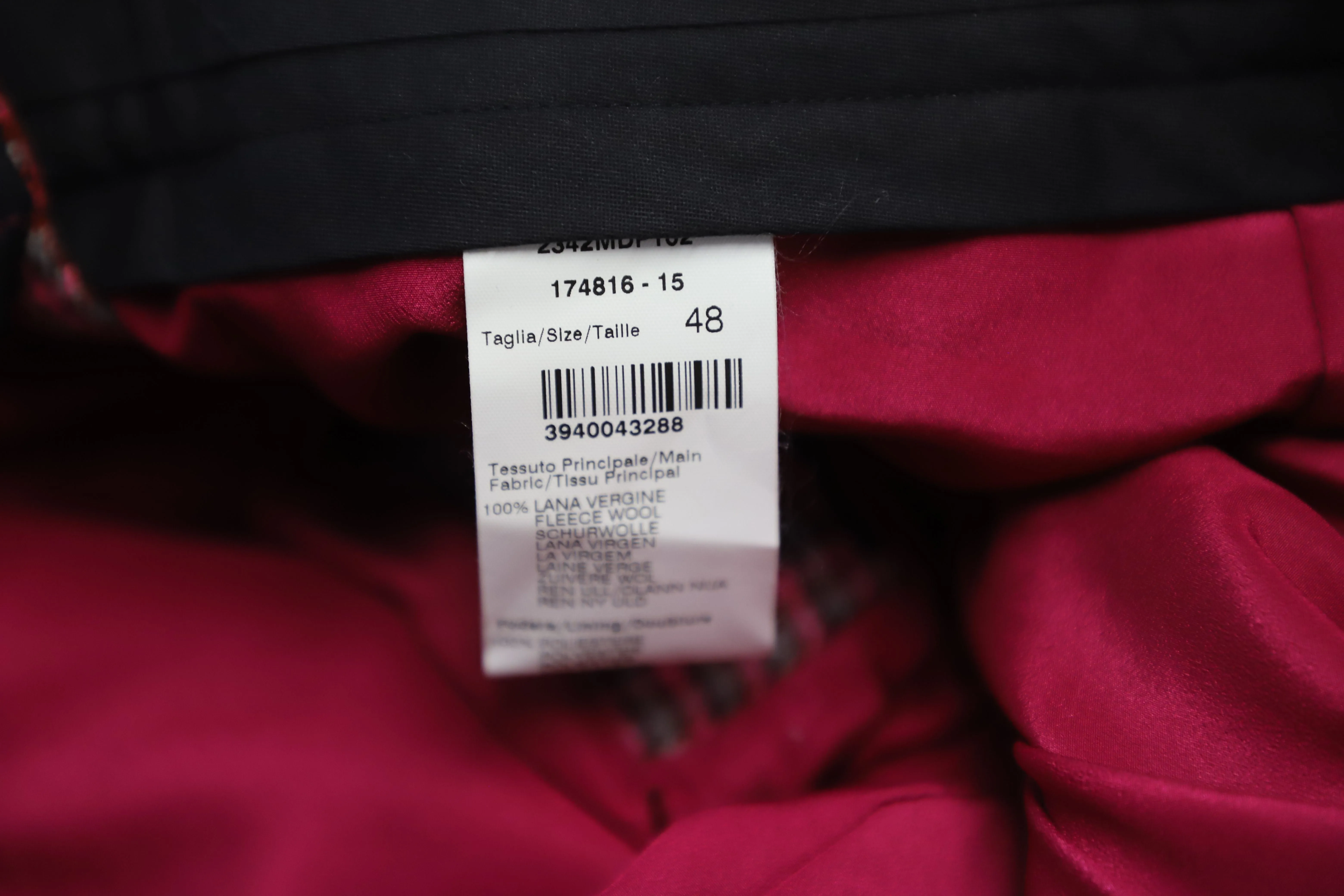 MSGM Houndstooth Cropped Dress Pants in Red Fleece Wool
