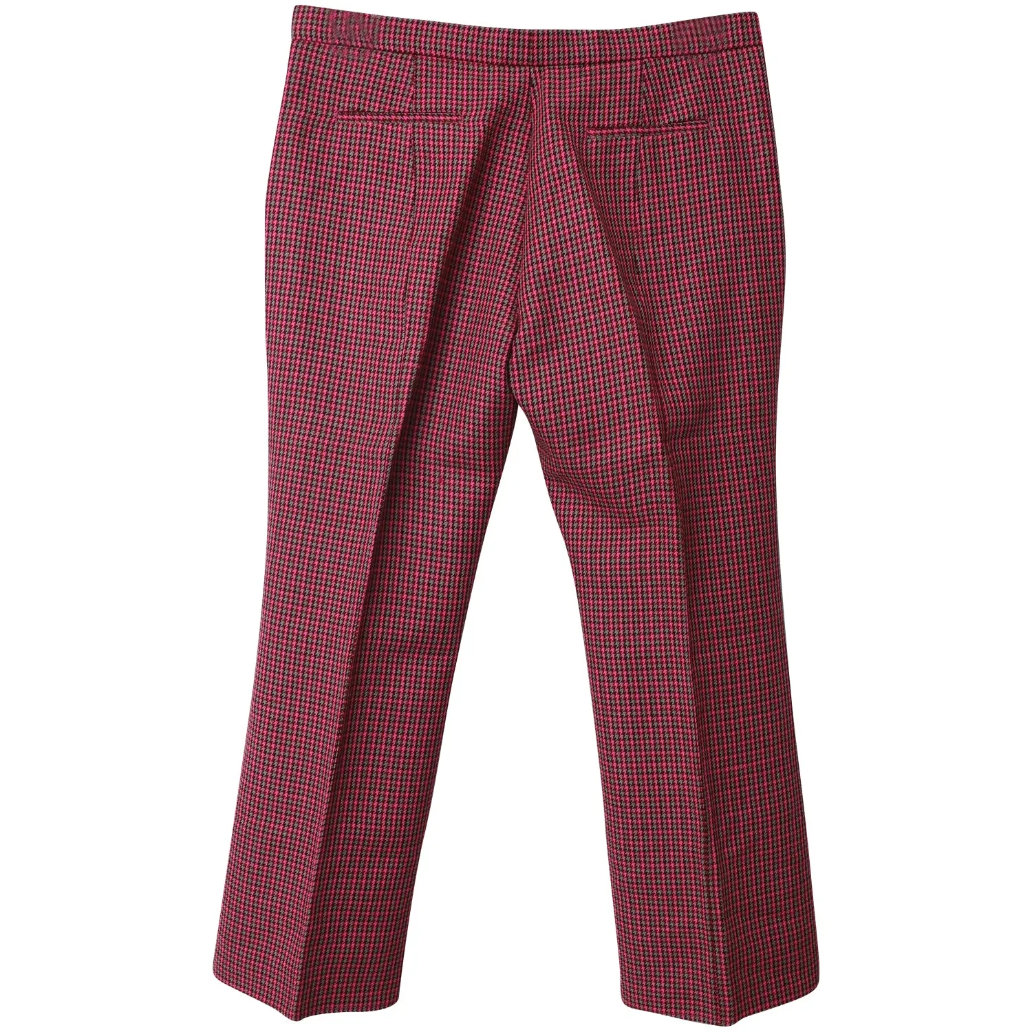 MSGM Houndstooth Cropped Dress Pants in Red Fleece Wool
