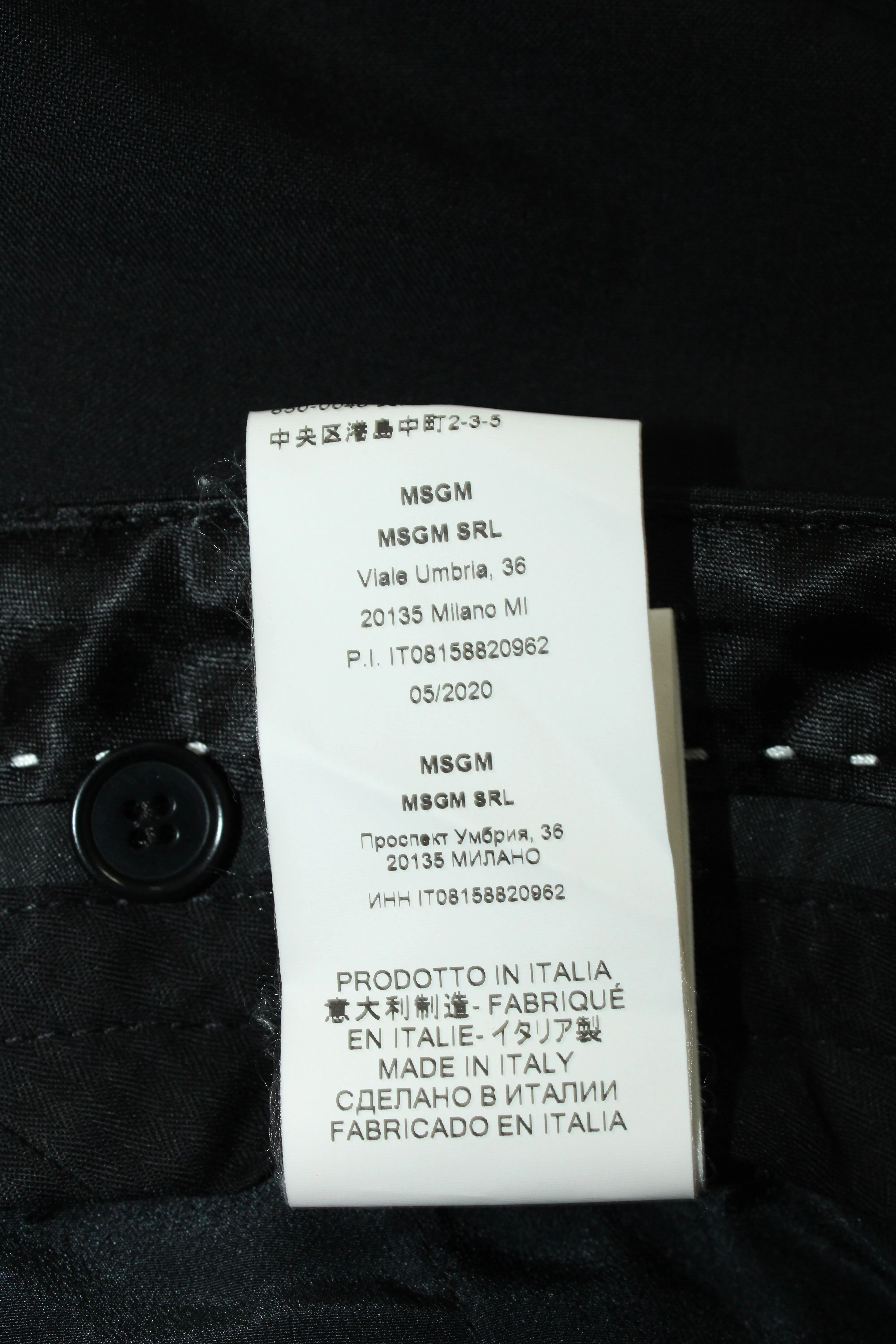 MSGM Wide Leg Tailored Pants in Black Polyester